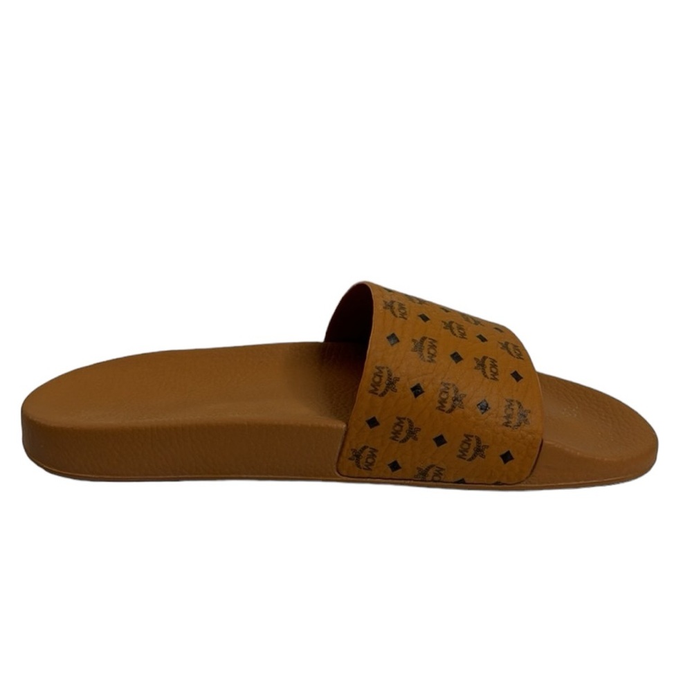 MCM NWT MEN’S BROWN BLACK MONOGRAM SLIDES SANDALS SIZE 12 / 45 - Picture 6 of 11